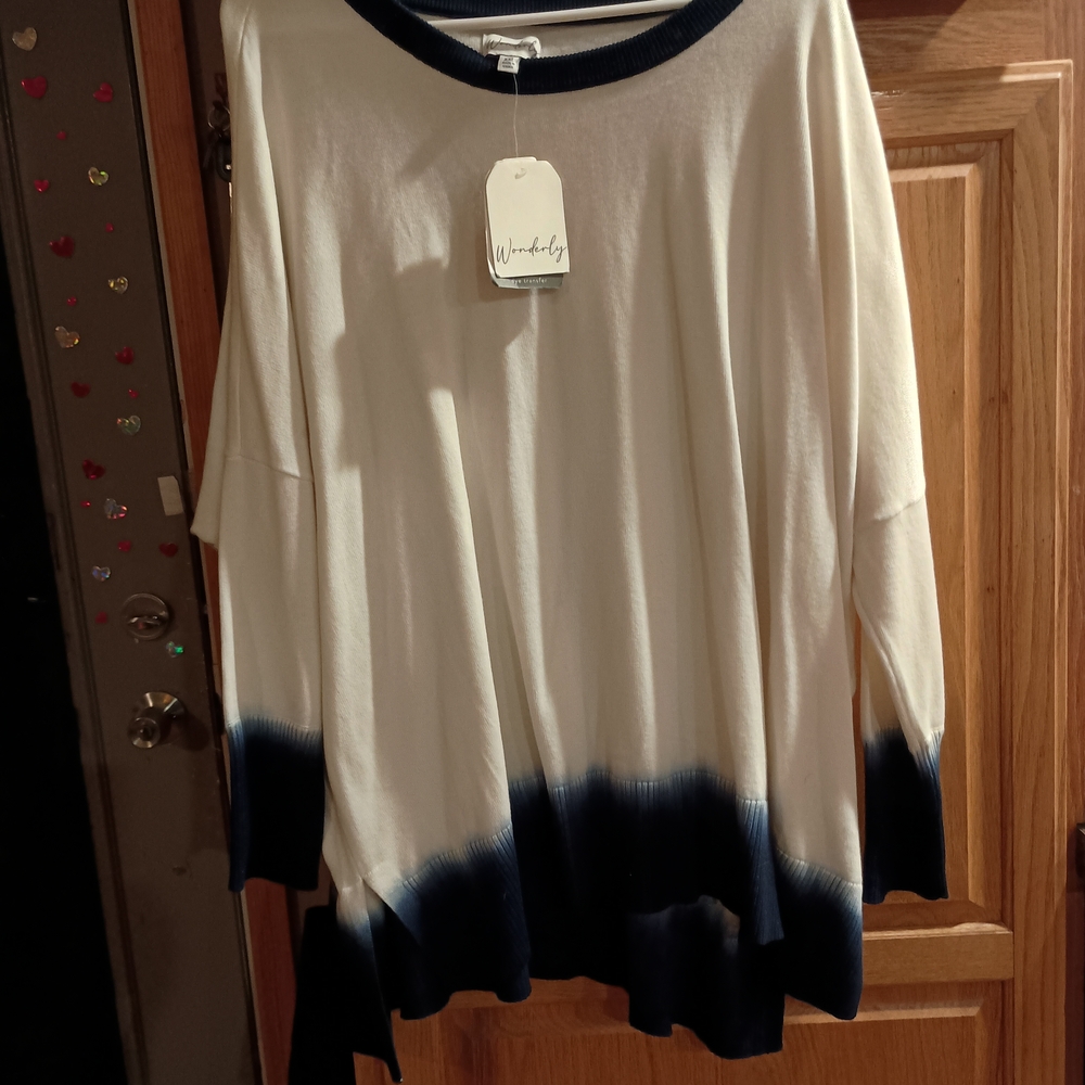 Wonderly Cream and Black Knit Top